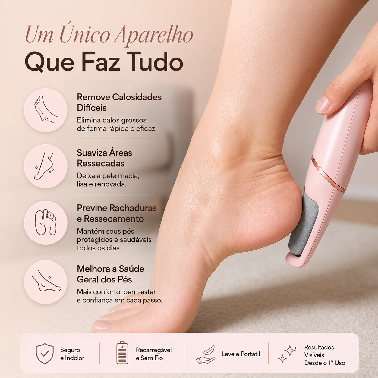 Velura™ Removedor Elétrico de Calos 2.0 – Tecnologia Profissional Para Pés de Bebê