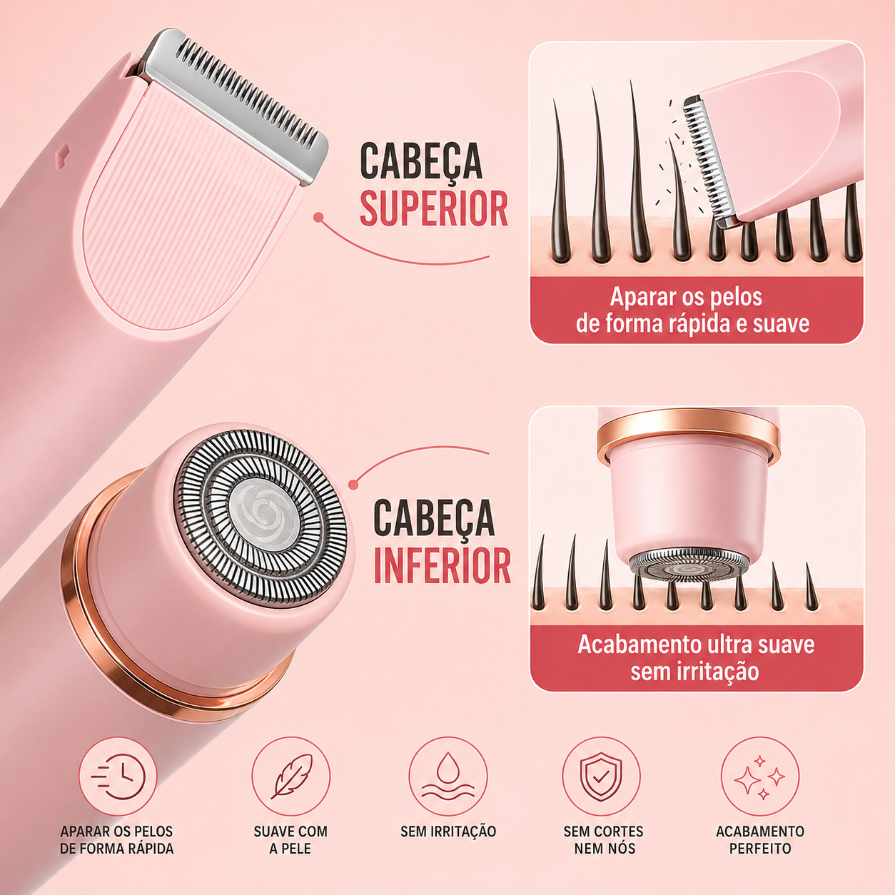 Velura™ Aparador 2.0 – Tecnologia 2 em 1 Para Uma Pele Perfeitamente Lisa