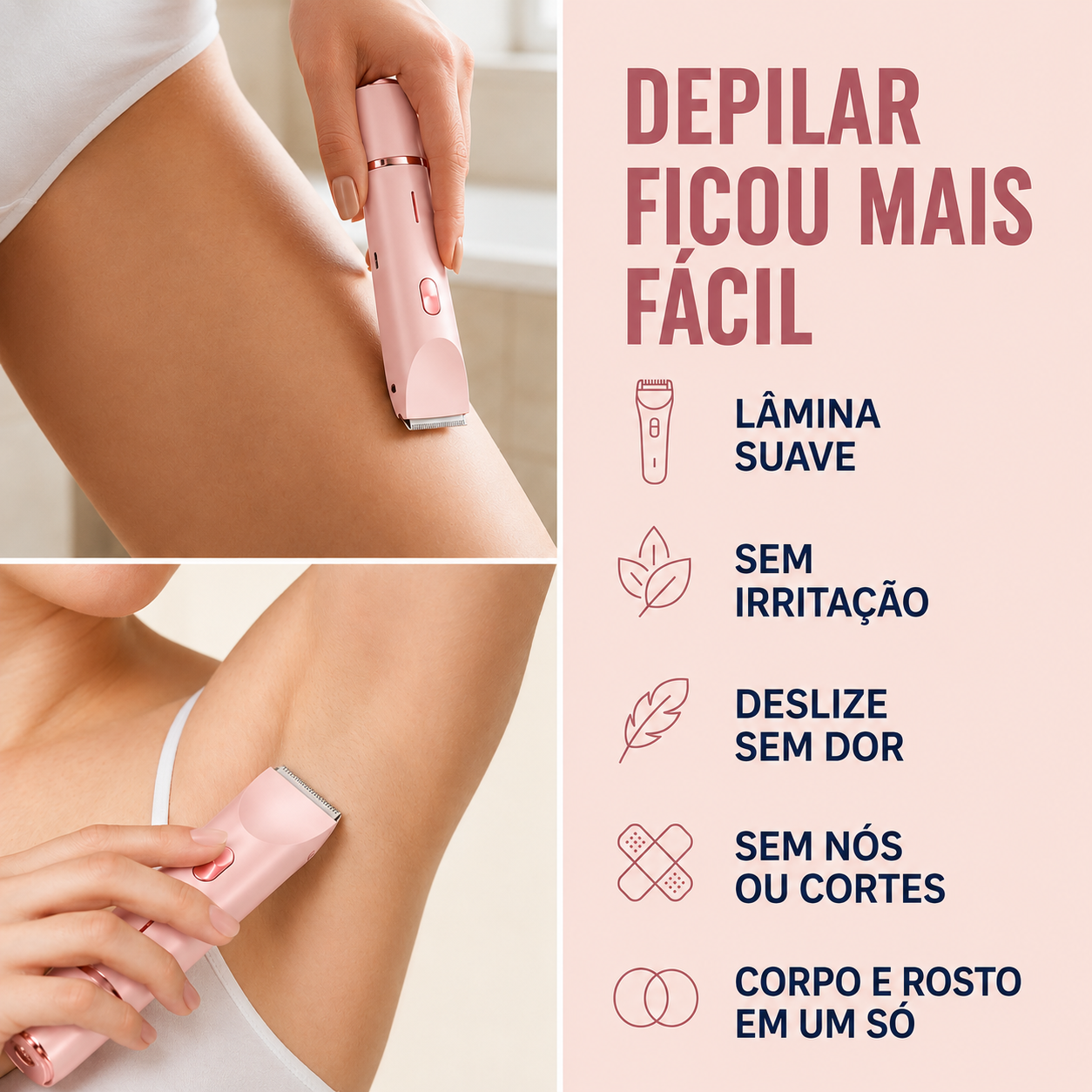 Velura™ Aparador 2.0 – Tecnologia 2 em 1 Para Uma Pele Perfeitamente Lisa